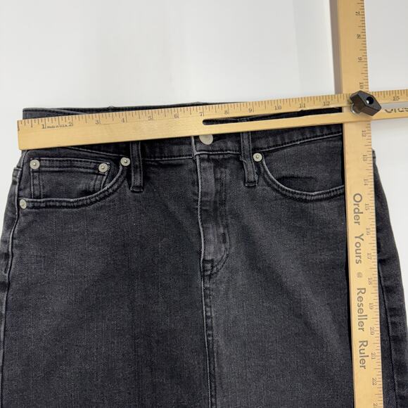 J.Crew Skirt Womens 26 Black Denim Raw‎ Hem Pencil Mini Cotton - Picture 7 of 8